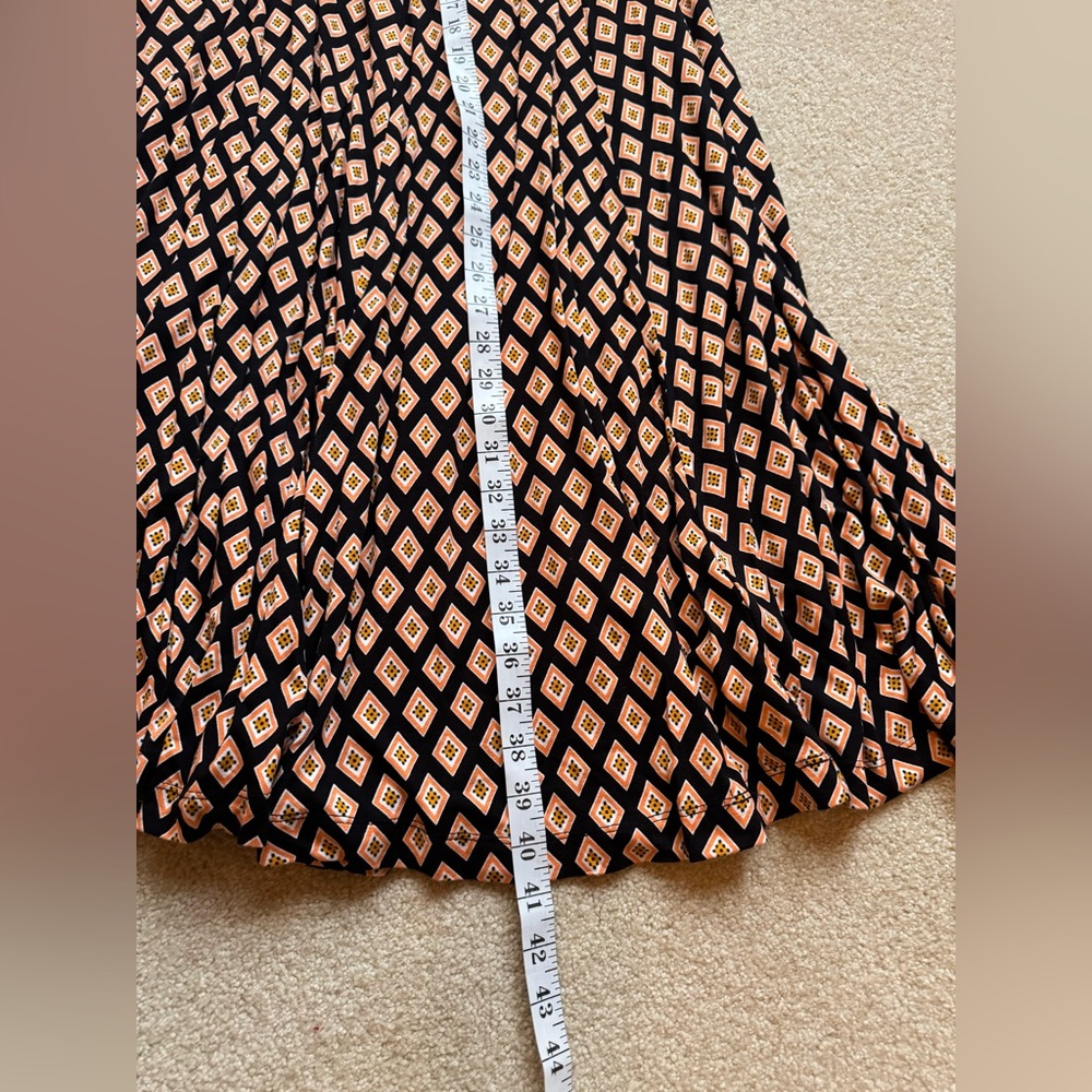 Anthropologie Maxi Skirt Black Motif (Orange/White) Long Flowy Skirt Size XS - Picture 14 of 16